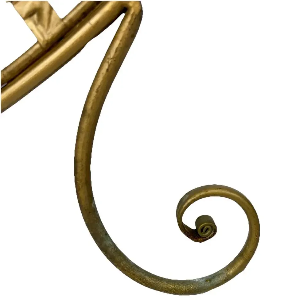 Vintage Ornate Heart Shape Metal Book Stand Art Display Easel Gold Tone 13”